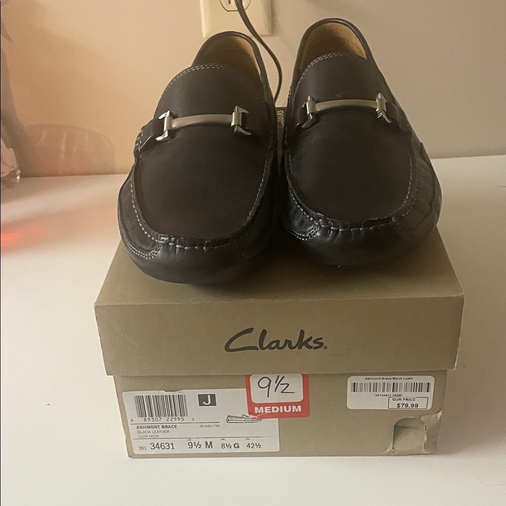 Clarks Men's Espresso Loafers with Metallic Detail